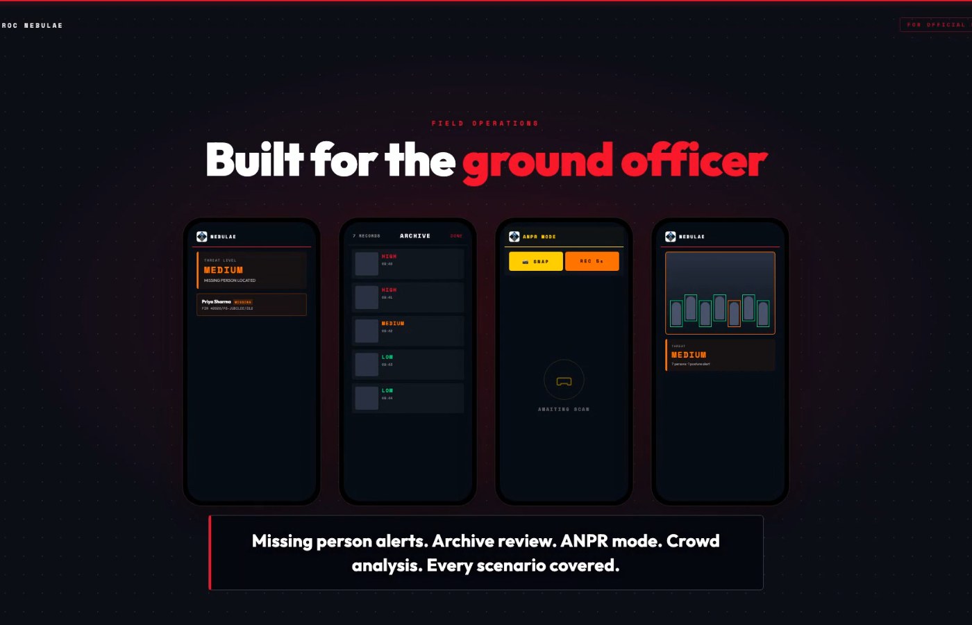 ASTROC Nebulae Vision System field-officer app